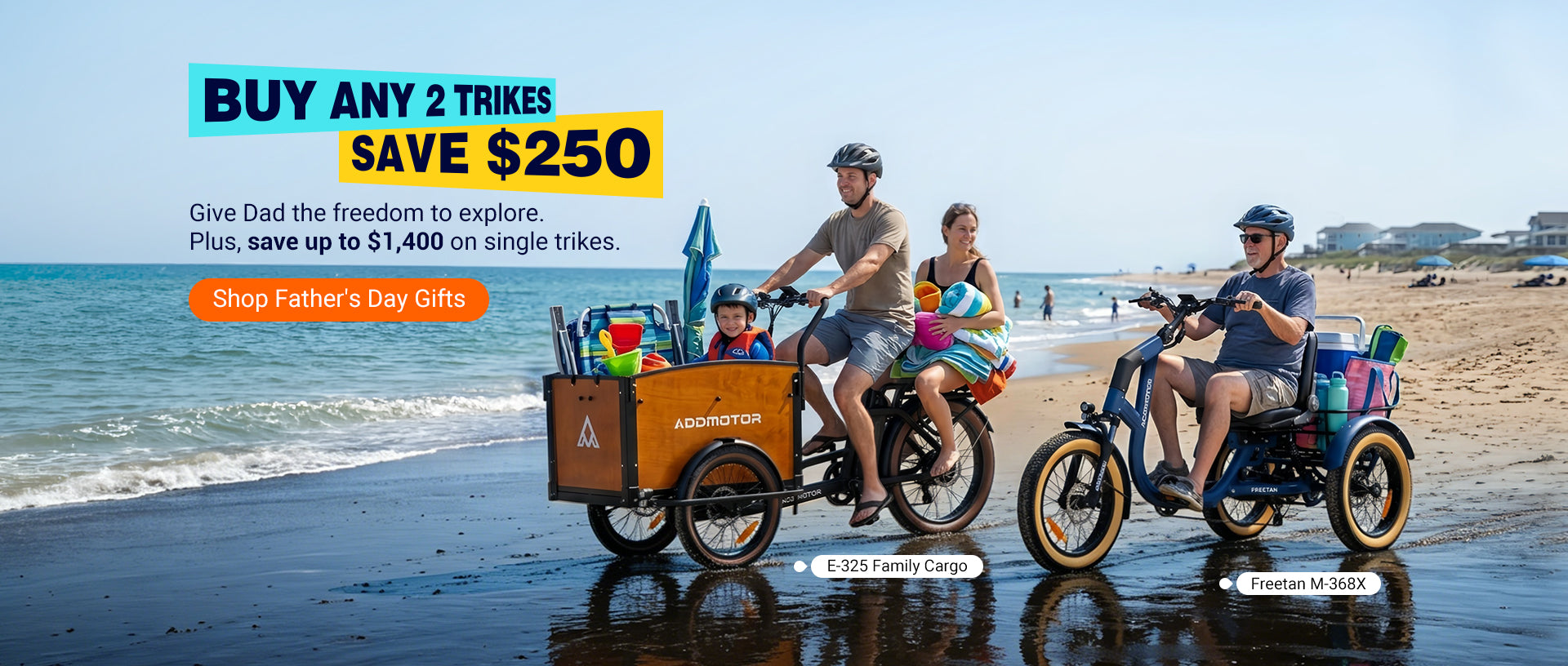 Give Dad the freedom to explore.
Plus, save up to $1,400 on single trikes.