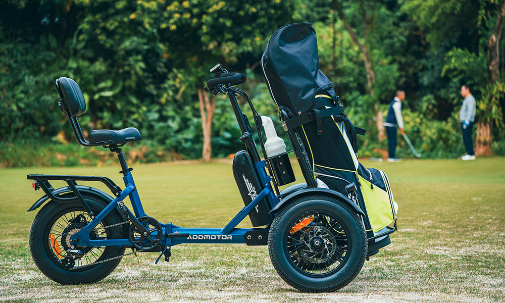 A spytanx reverse etrike is sitting at the golf course